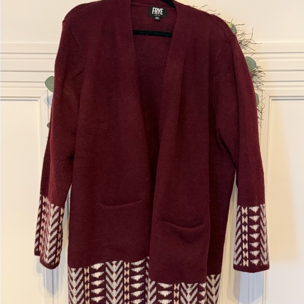 Frye Deep Red and White Women's Cardigan